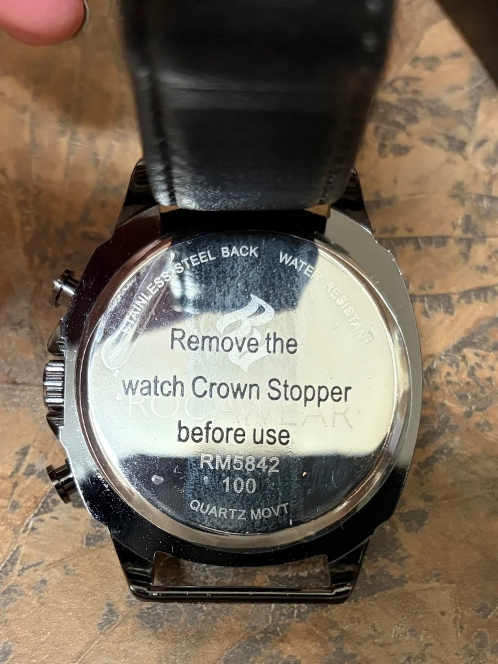 Rocawear Men’s Black Dial Watch Gift Set NWT Faux Leather Extra Strap